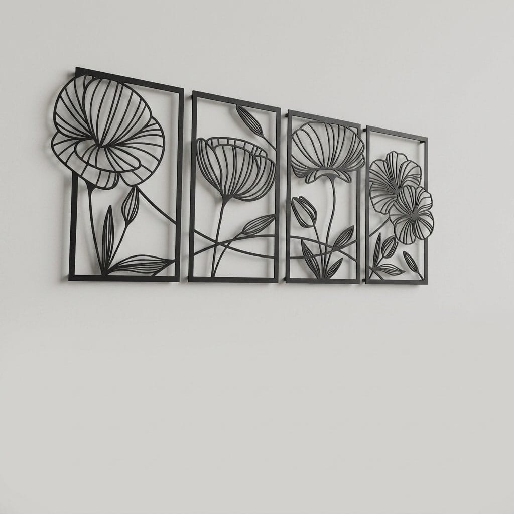 Nordic Matte Black Metal Wall Art