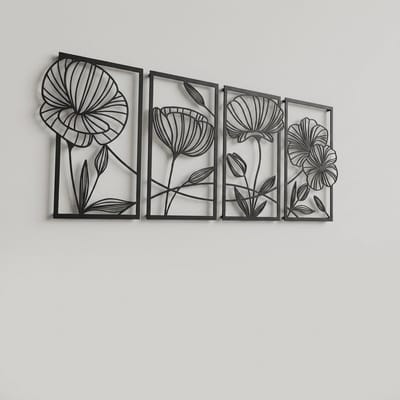 Nordic Matte Black Metal Wall Art