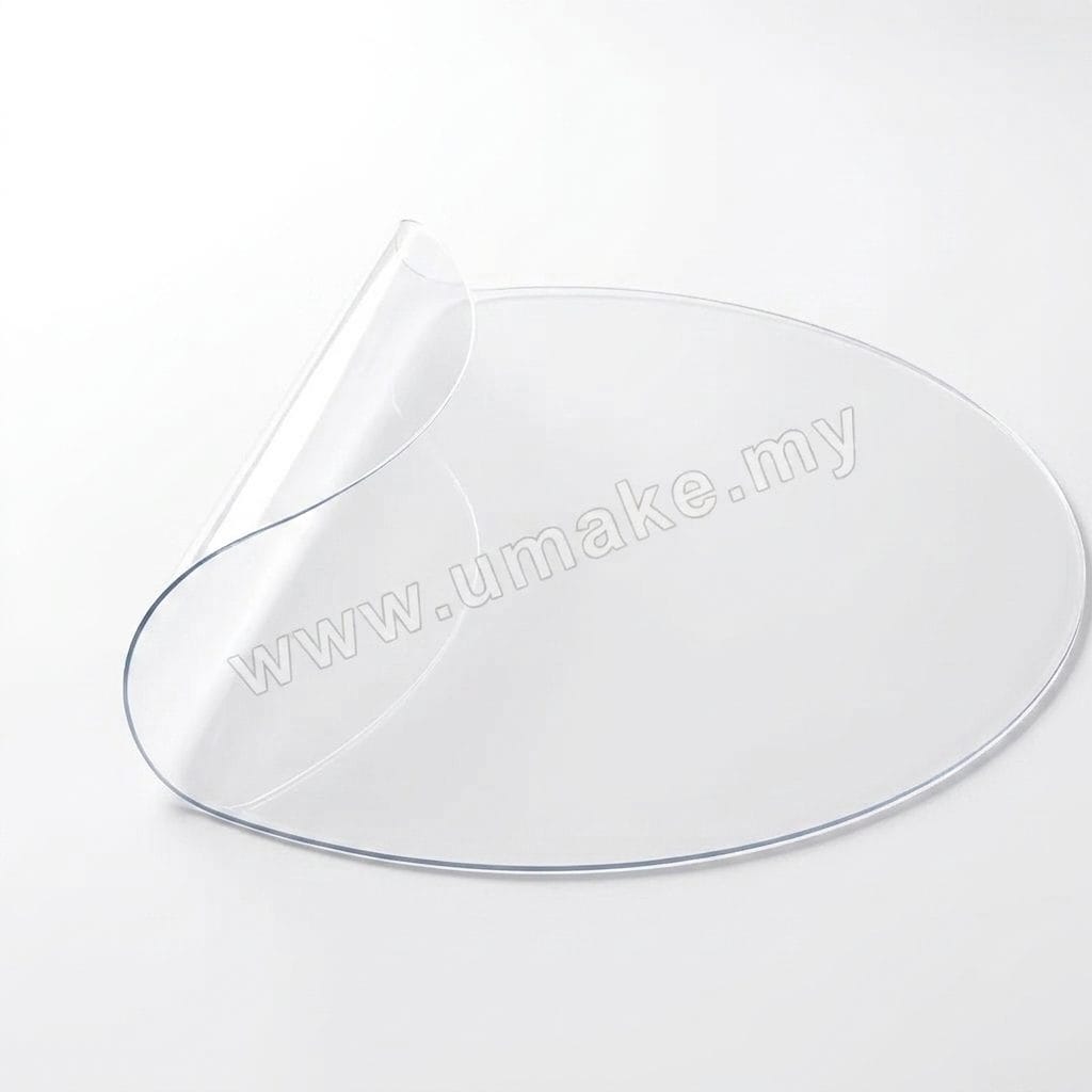 Round Transparent PVC Table Mat | 2mm Thick Table Protector Cover (Alas Meja Bulat)