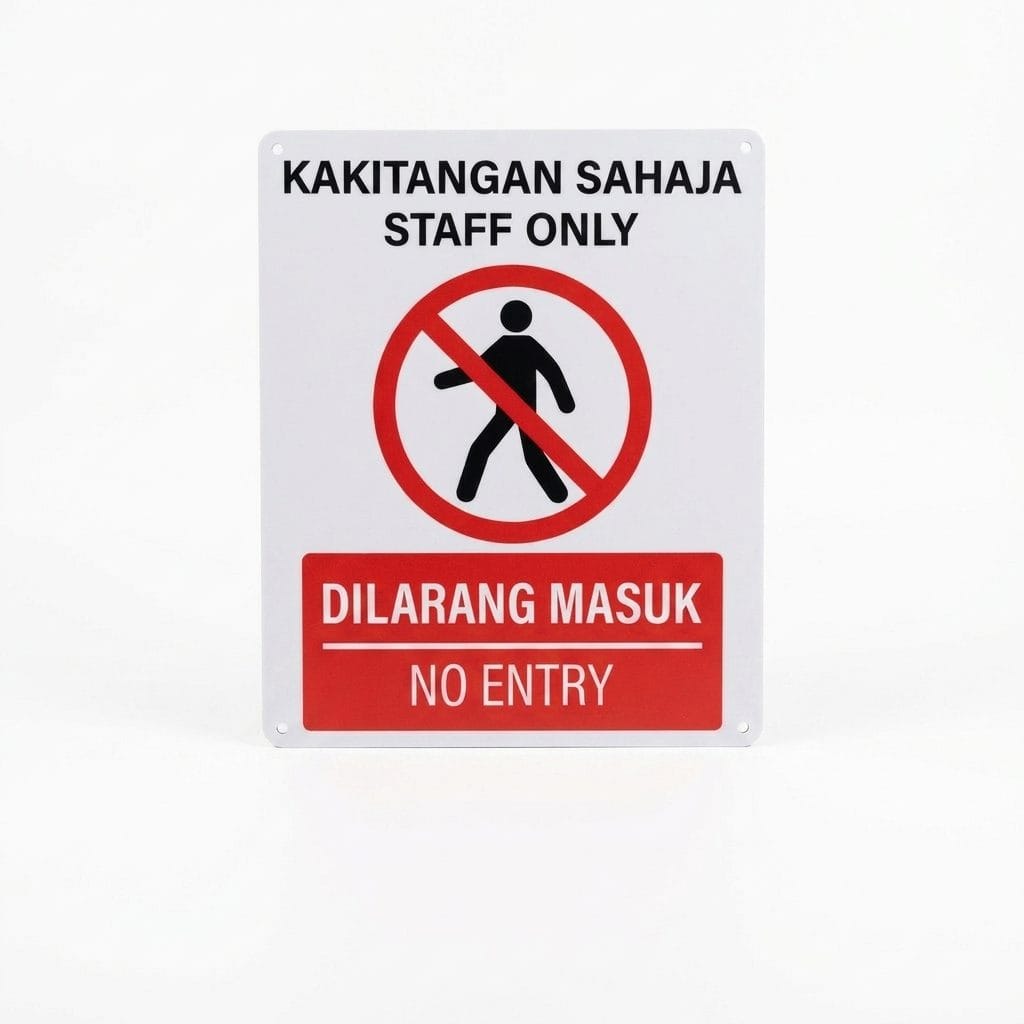 Staff Only No Entry Sign (Kakitangan Sahaja / Dilarang Masuk) | Prohibition Signage — 1.5mm PVC HIPS