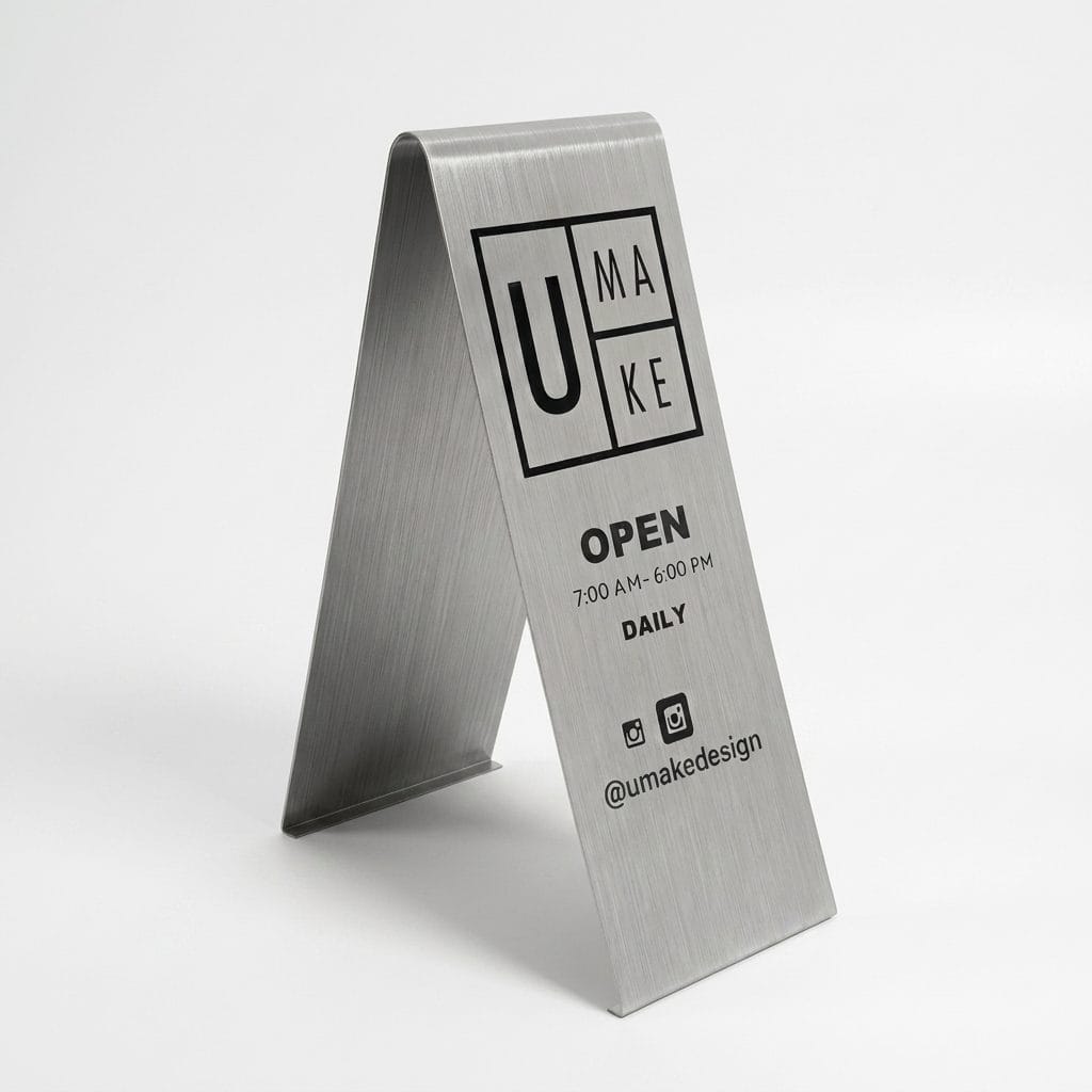Customized Stainless Steel A-Frame Sign | Floor-Standing A-Type Display Board (304 Grade)