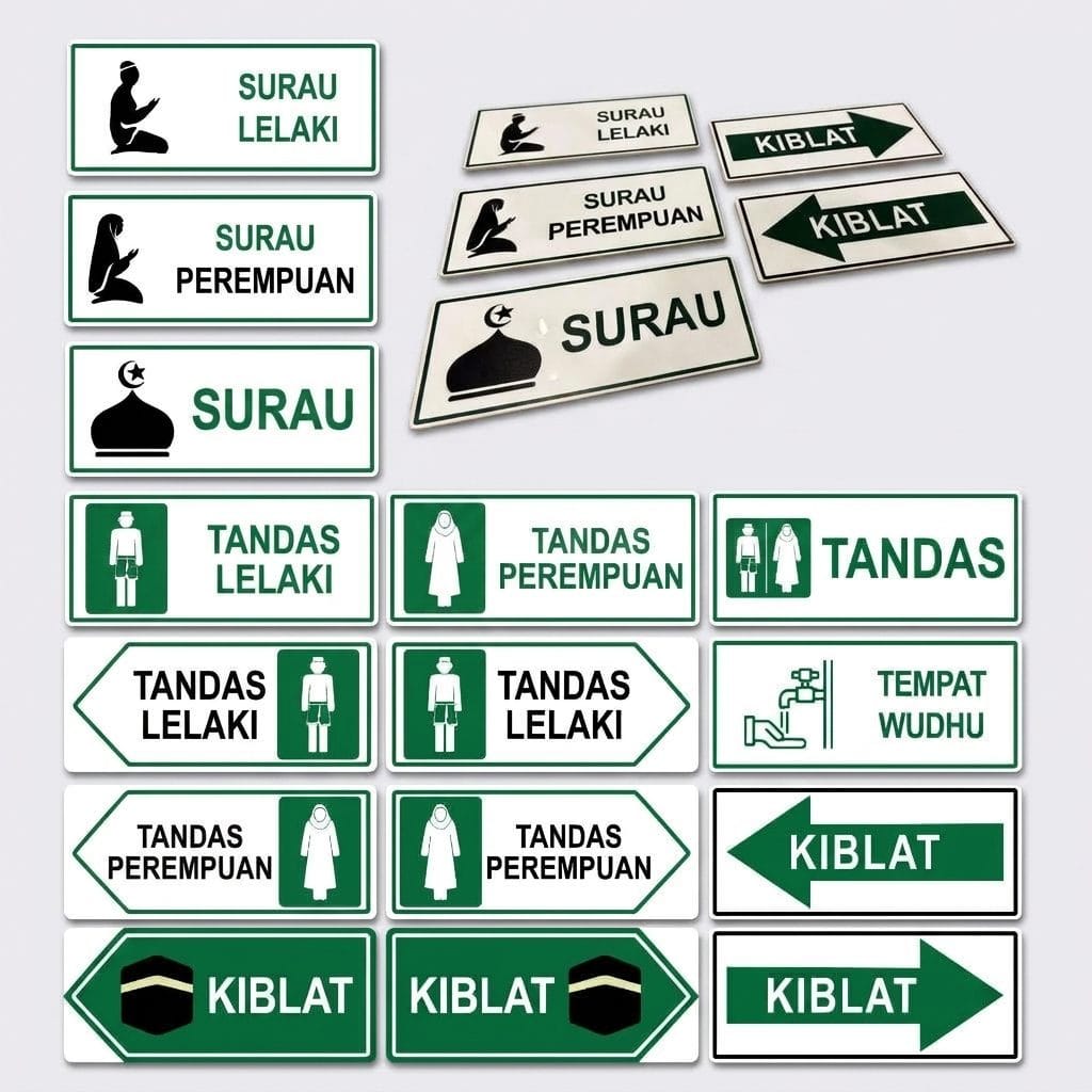Surau & Prayer Room Acrylic Sign Set