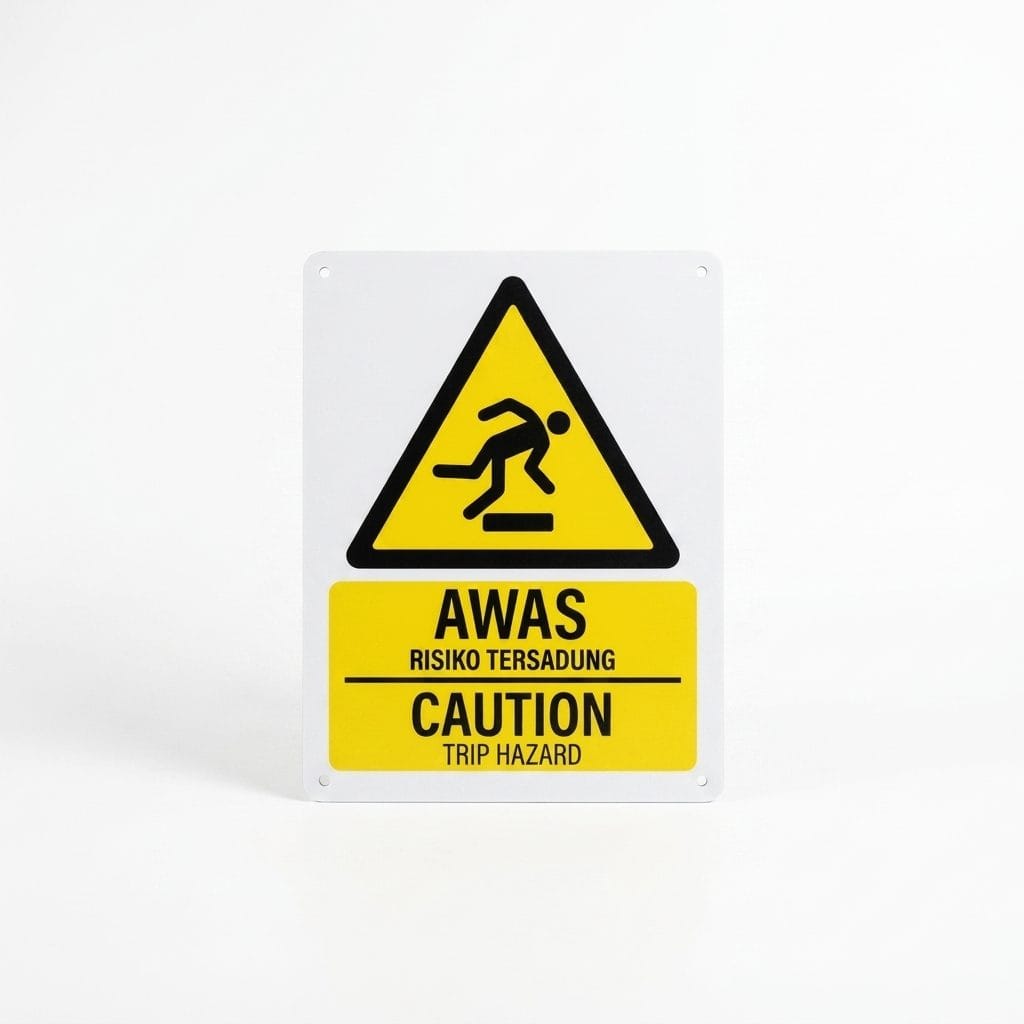 Trip Hazard Caution Sign (Awas Risiko Tersadung) | Caution Hazard Signage — 1.5mm PVC HIPS