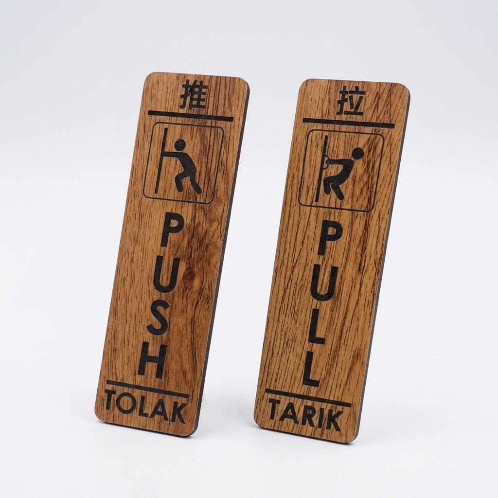 Push Pull Door Sign Pair (Wood Acrylic)