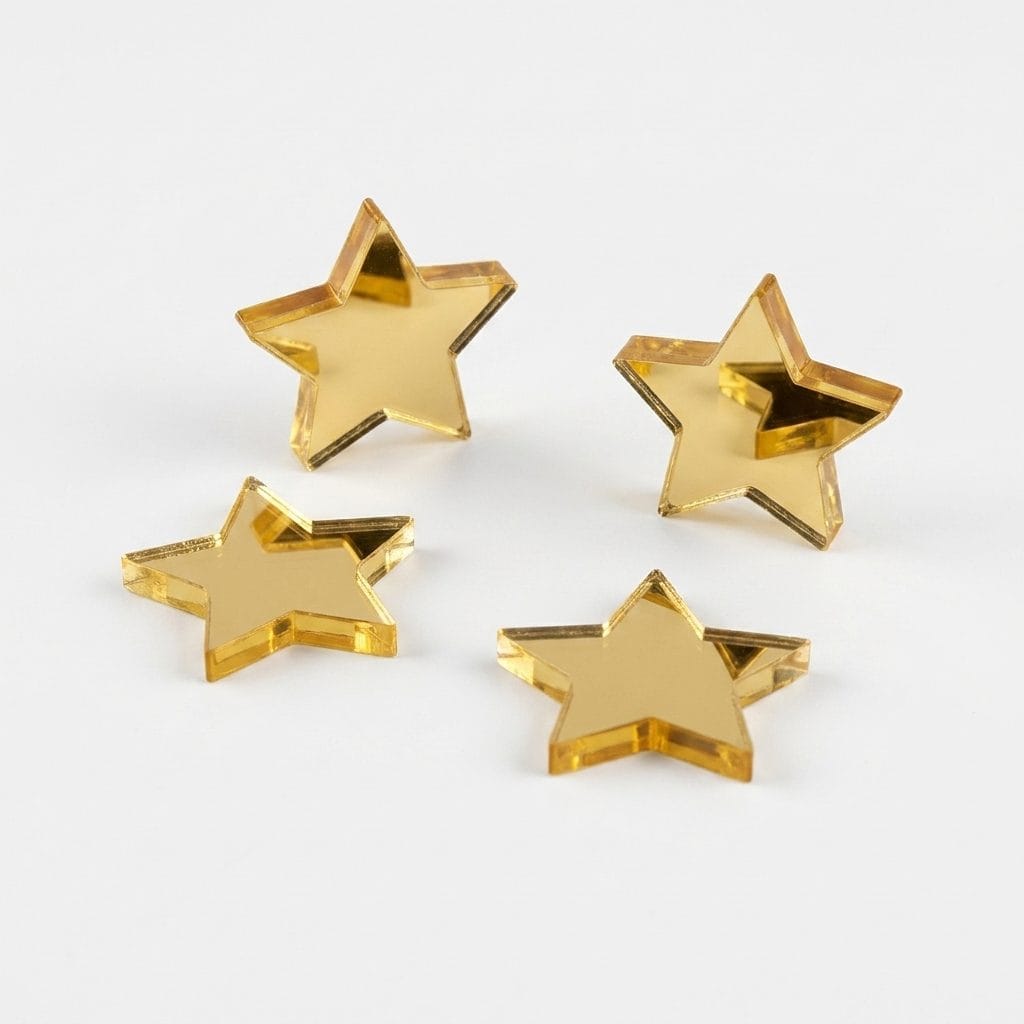 Gold & Silver Mirror Acrylic Star Craft Pieces