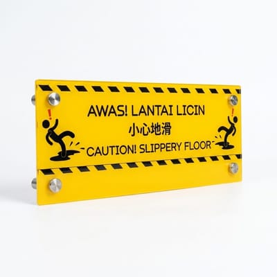 Caution Slippery Floor Acrylic Sign
