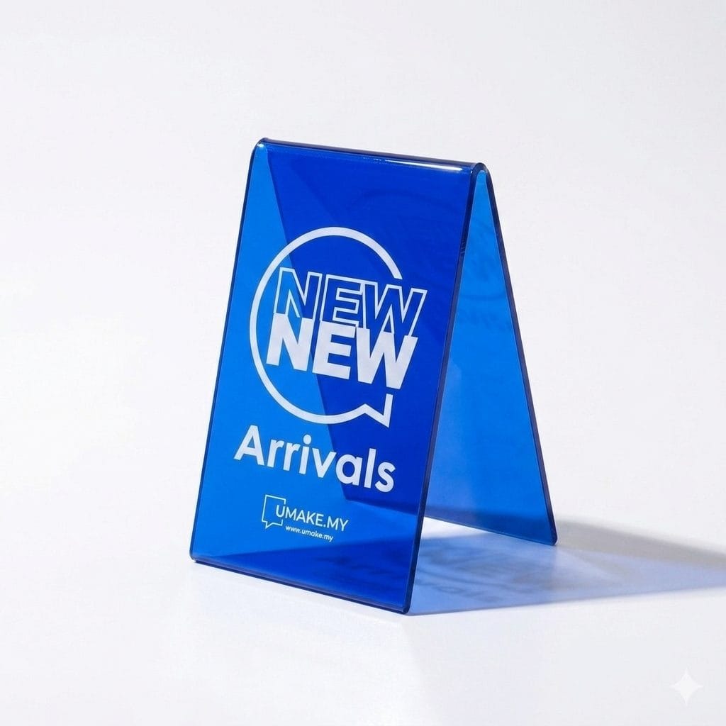 UV Printed Acrylic A Shape Stand Custom Logo + Wordings