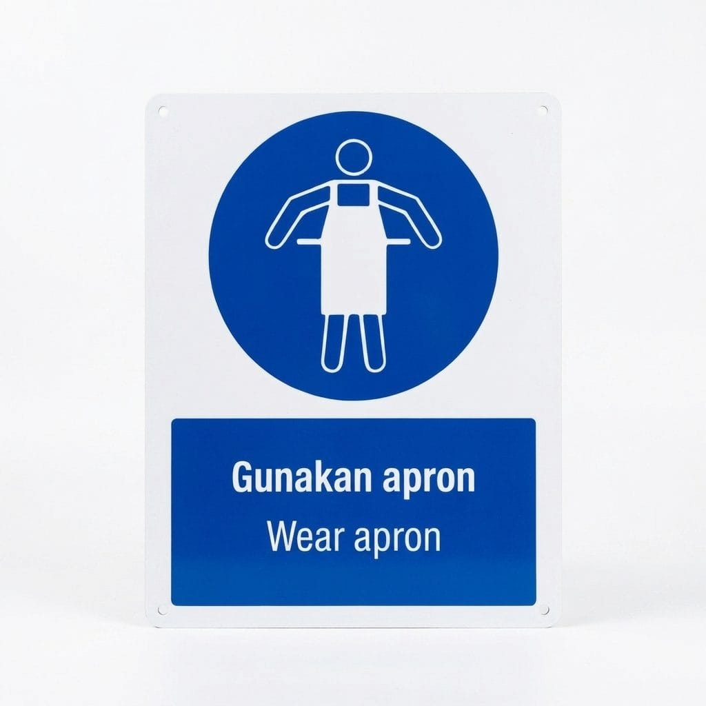 Wear Apron Mandatory Sign (Gunakan Apron) | PPE Safety Signage — 1.5mm PVC HIPS
