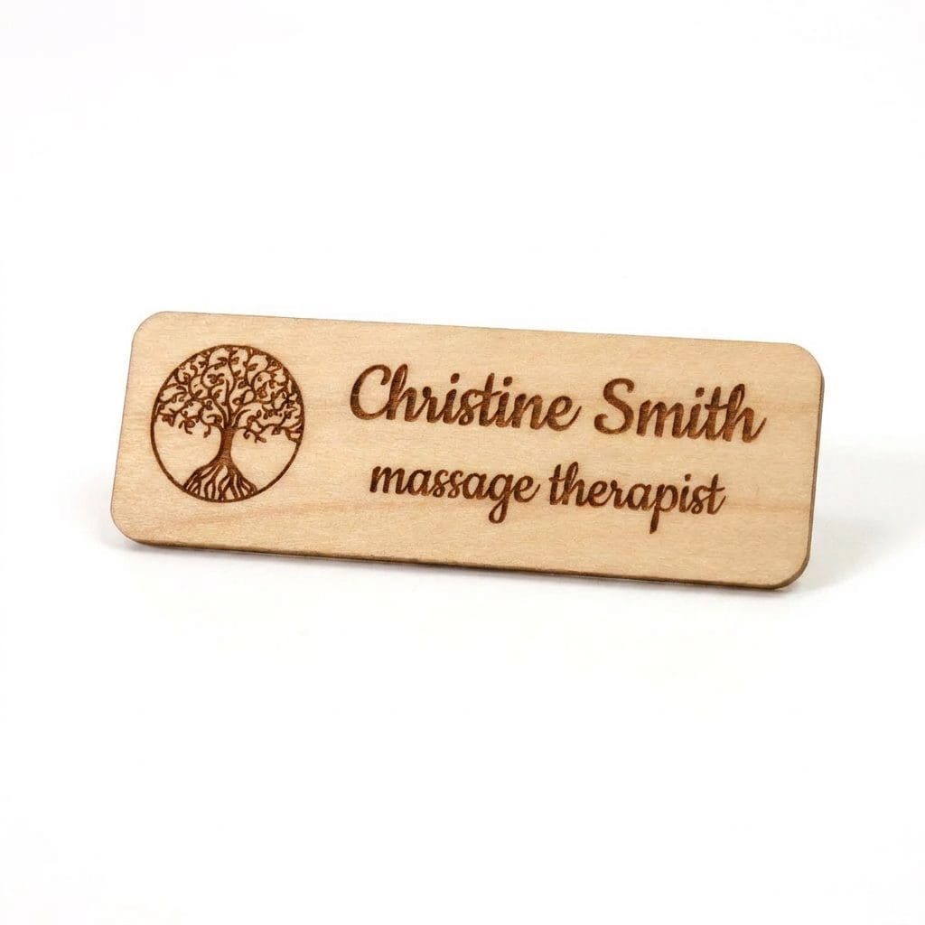 Wood Engraved Nametag — studio cover