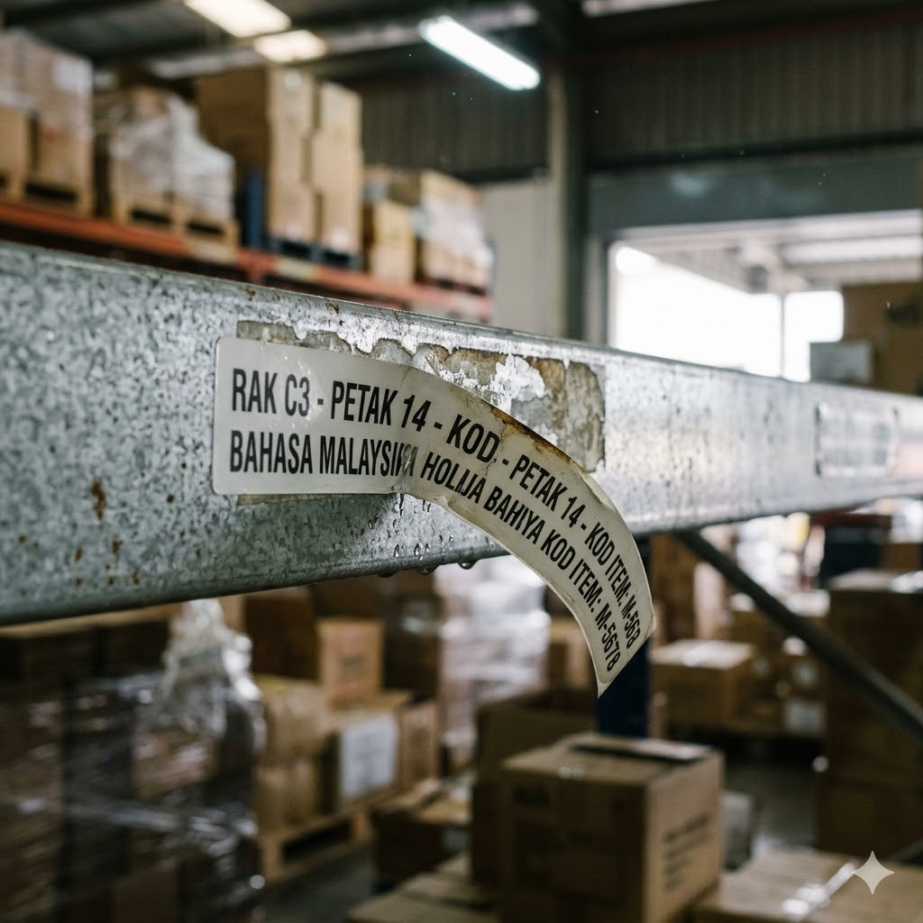 Sticky labels on warehouse shelves last barely a month
